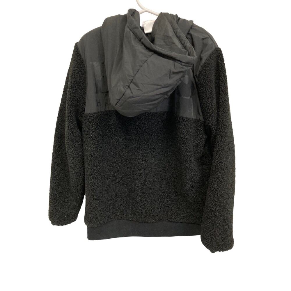 HUGO BOSS Boys Black Faux Fur Shearling Hooded Logo Sweatshirt Jacket Size 10 - Picture 3 of 7